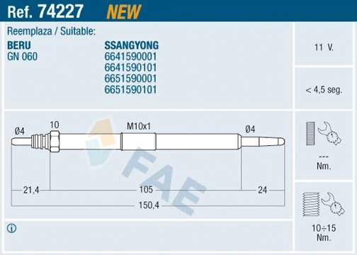 Vela de incandescência para SsangYong Actyon CJ