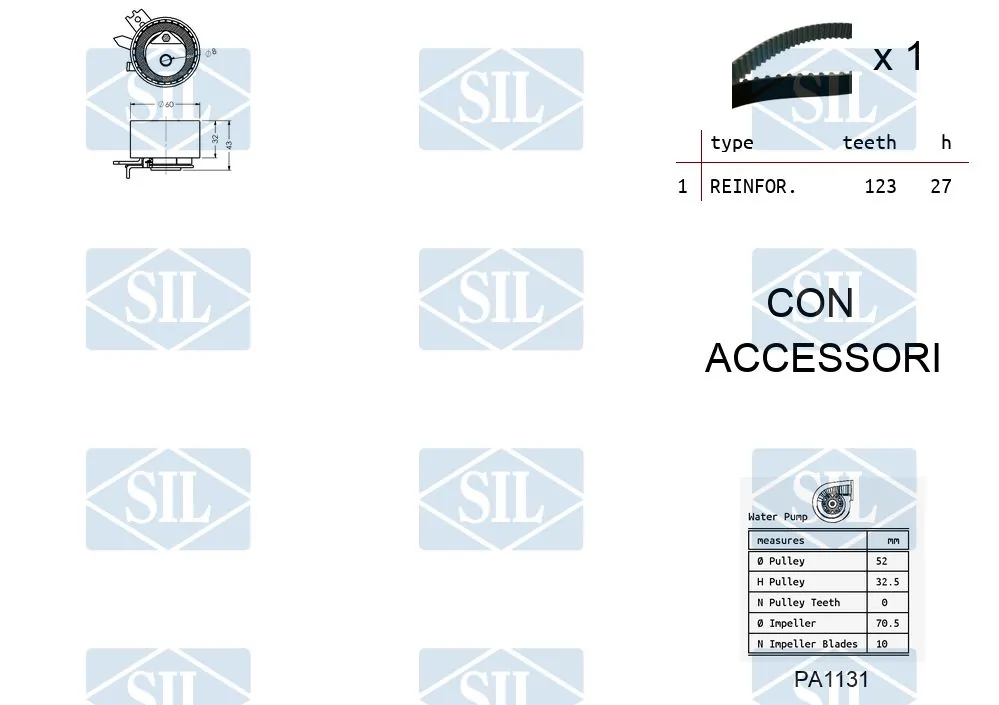 K1PA1131 SIL Correia do mecanismo de distribuição de gás, kit