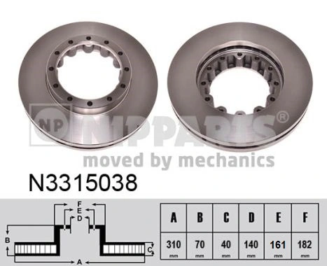 Disco do freio traseiro para Mitsubishi Canter VII FB7, FB8, FE7, FE8