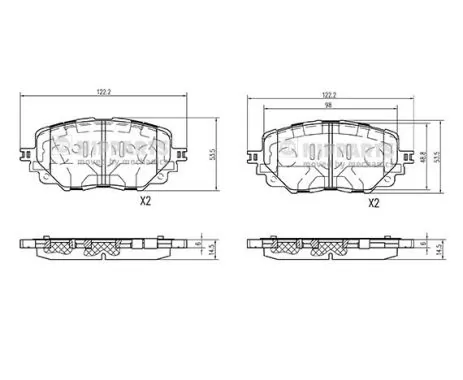  Sapatas do freio dianteiras de disco Mazda MX-5 IV conversível (ND) (2015 - 2026) IV