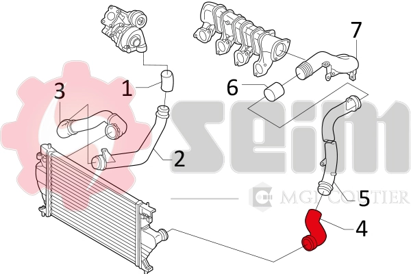 Mangueira (cano derivado) de intercooler 2401367 Metzger