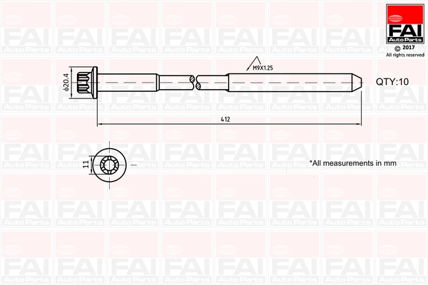 WAN2293L Rover Parafuso de cabeça de motor (CBC)