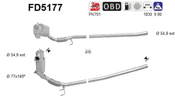 Filtro de partículas do sistema dos gases de escape para Skoda Yeti 5L