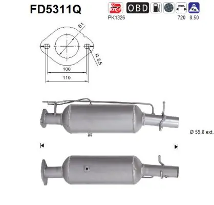 Filtro de partículas do sistema dos gases de escape Ford Transit VI V347/8