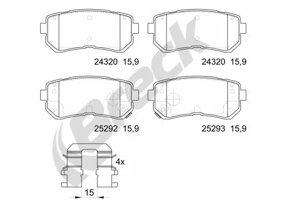  Sapatas do freio traseiras de disco KIA Ceed hatchback (ED) (2006 - 2012) 