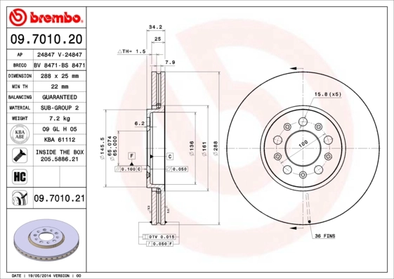 Disco do freio dianteiro para Mercedes E  C124