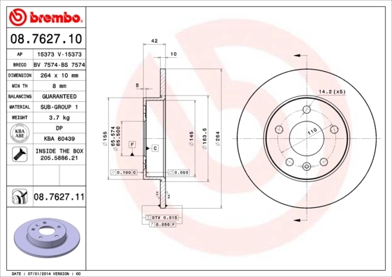  Disco do freio traseiro Opel Astra H carrinha (L35) (2004 - 2014) H