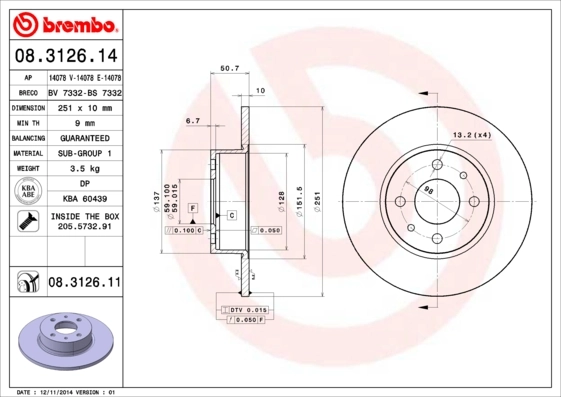 Disco do freio traseiro para Lancia Delta I 831AB0