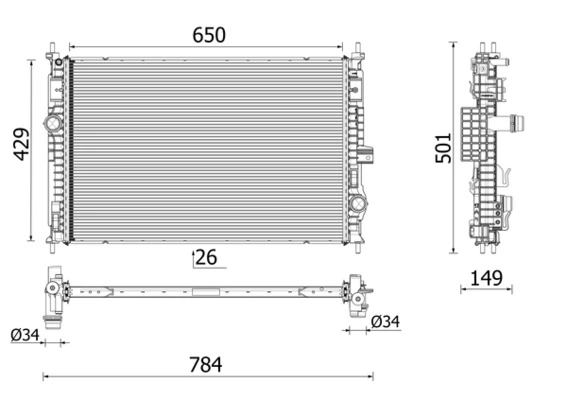  Radiador de esfriamento de motor Citroen C5 AIRCROSS SUV (2018 - 2026) AIRCROSS