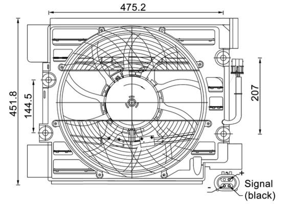 ACF24000S Mahle Original Difusor do radiador de aparelho de ar condicionado, montado com roda de aletas e o motor