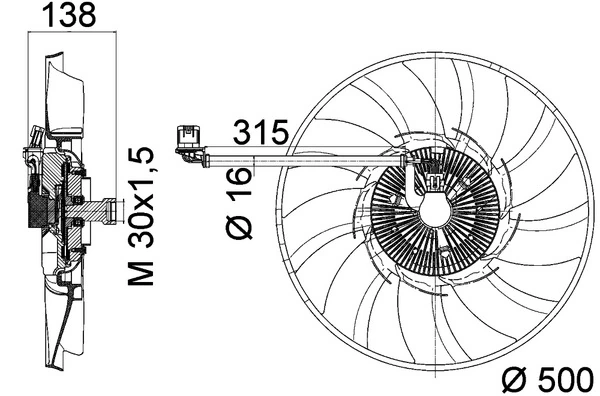  Ventilador elétrico de esfriamento montado (motor + roda de aletas) Land Rover Range Rover SPORT I SUV (L320) (2005 - 2013) SPORT I