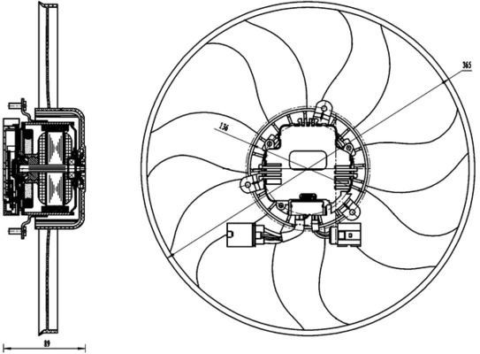 Ventilador elétrico de esfriamento montado (motor + roda de aletas) esquerdo Mahle Original CFF170000S preço, a partir de 175,88 USD