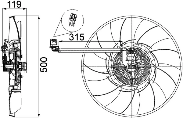 Ventilador elétrico de esfriamento montado (motor + roda de aletas) Mahle Original CFF469000P preço, a partir de 502,56 USD