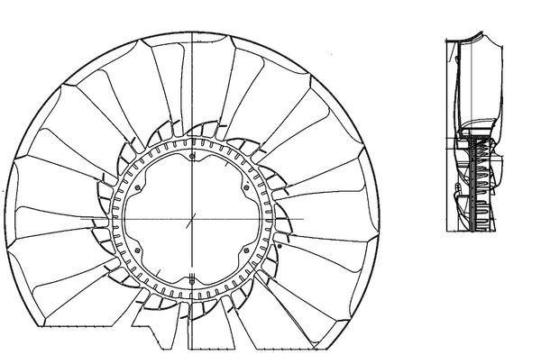 Ventilador (roda de aletas) do radiador de esfriamento Mercedes 4712050606 preço, a partir de 140,81 USD