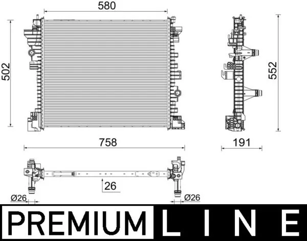 CR2598000P Mahle Original Radiador de esfriamento de motor adicional