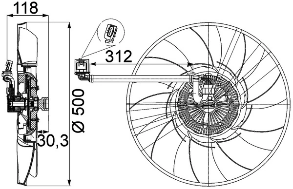 CFF468000P Mahle Original Ventilador elétrico de esfriamento montado (motor + roda de aletas)
