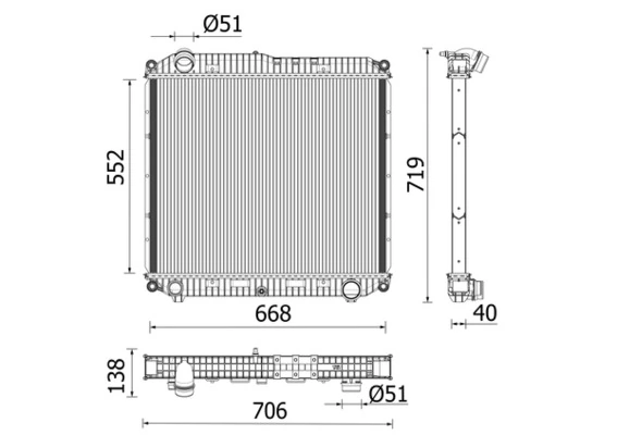 Radiador de esfriamento de motor para Mercedes Benz Truck TRUCK ATEGO 967