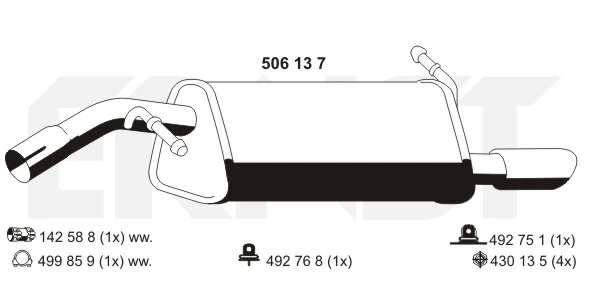 Silenciador, parte traseira BS190183 Bosal
