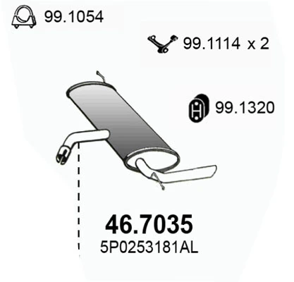 Silenciador, parte traseira para Seat Altea 5P1