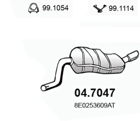 Silenciador, parte traseira para Audi A4 8EC