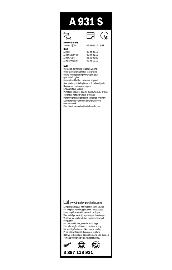Limpa-pára-brisas do pára-brisas, kit de 2 un. Bosch 3397118931 preço, a partir de 25,83 USD