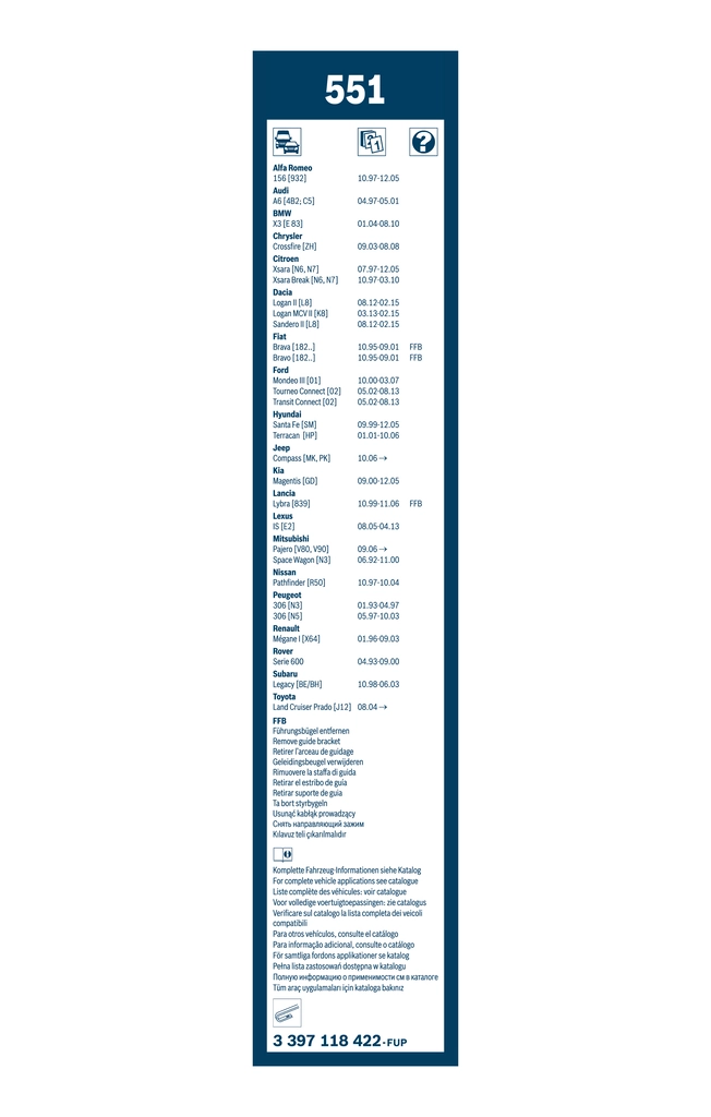 Limpa-pára-brisas do pára-brisas, kit de 2 un. Honda Accord 5 CC7