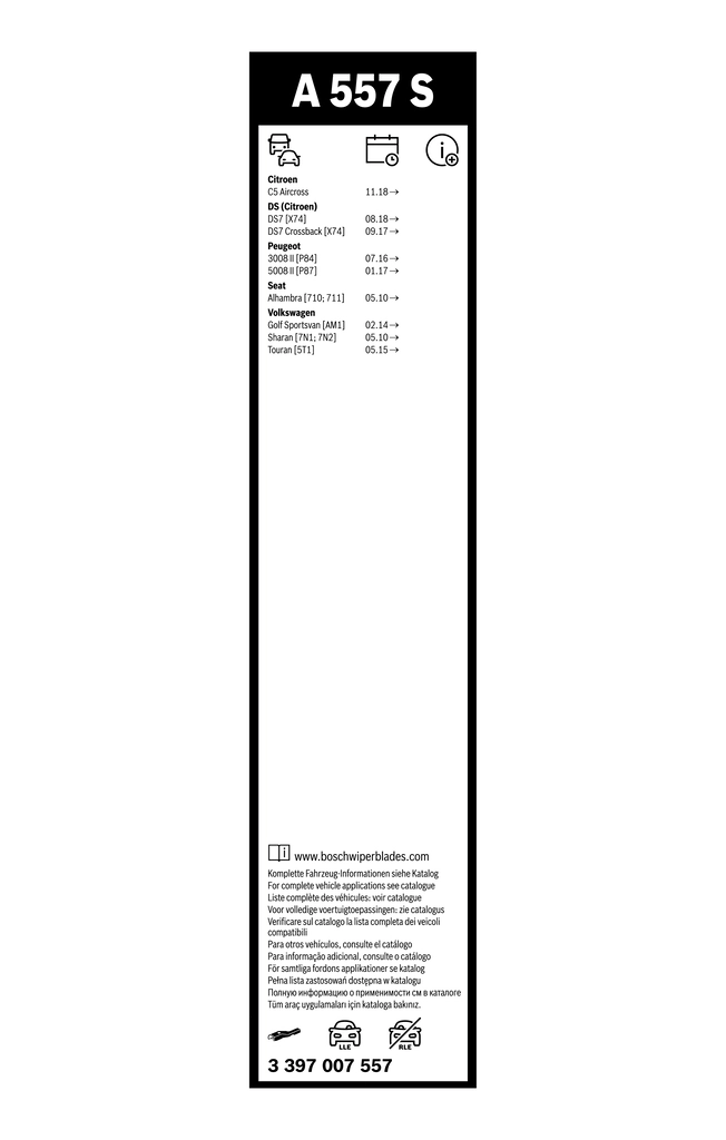 Limpa-pára-brisas do pára-brisas, kit de 2 un. Bosch 3397007557 preço, a partir de 25,81 USD