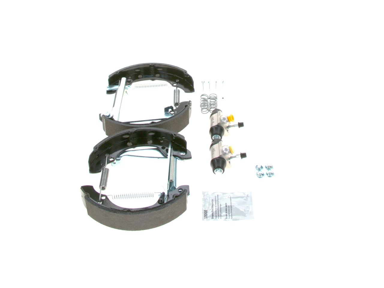 Compre 0204114682 Bosch Sapatas do freio traseiras de tambor, montadas com cilindros, kit