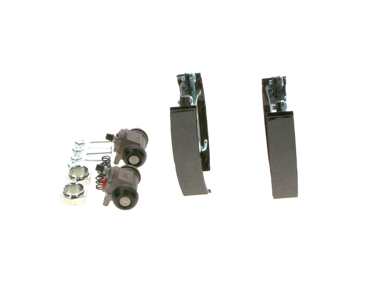 Compre 0204114027 Bosch Sapatas do freio traseiras de tambor, montadas com cilindros, kit