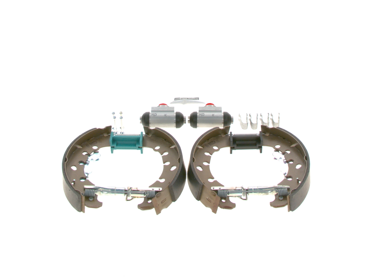 Compre 0204114668 Bosch Sapatas do freio traseiras de tambor, montadas com cilindros, kit
