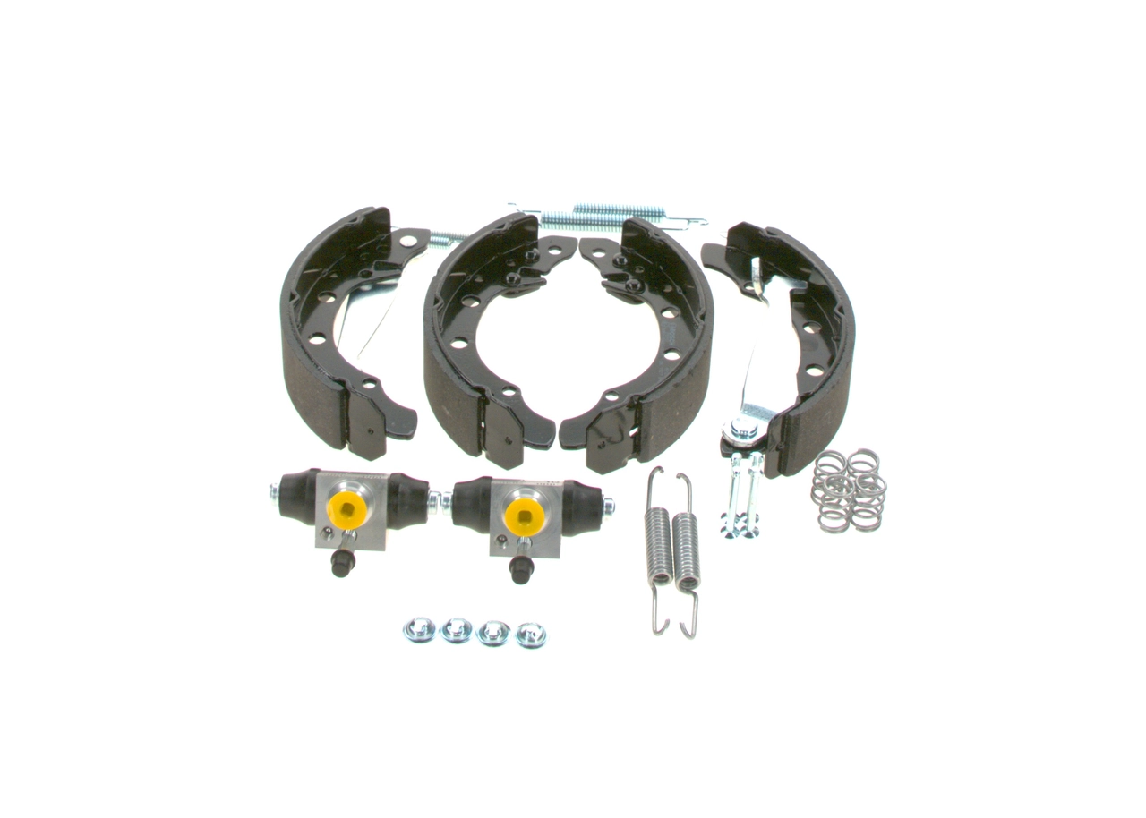 Compre 0204113591 Bosch Sapatas do freio traseiras de tambor, montadas com cilindros, kit
