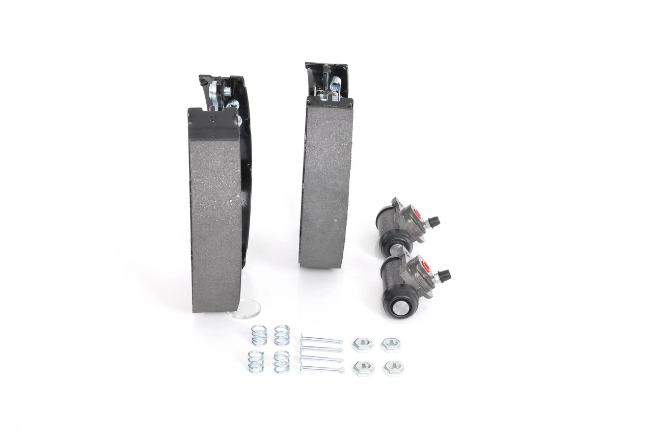 Compre 0204114153 Bosch Sapatas do freio traseiras de tambor, montadas com cilindros, kit