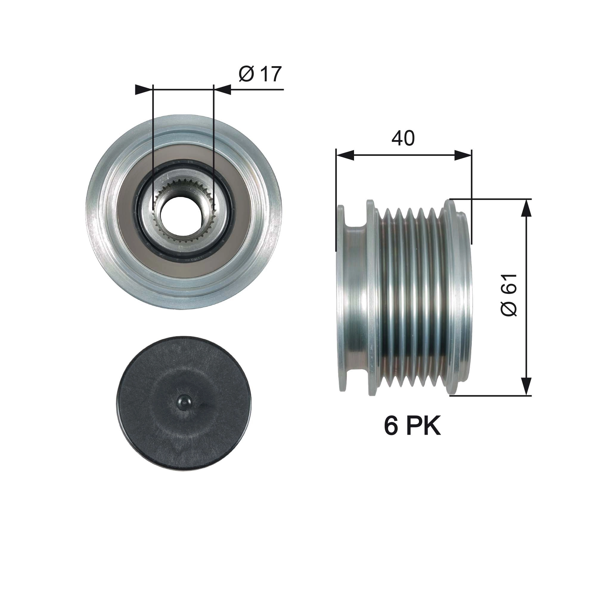 Polia do gerador para Volkswagen Jetta V 1K2