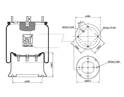 Coxim pneumático (suspensão de lâminas pneumática) do eixo traseiro 2229260200 SAF