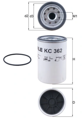 KC362D Mahle Original Filtro de combustível