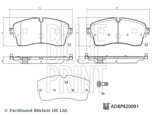 Sapatas do freio dianteiras de disco para Land Rover Range Rover EVOQUE L551