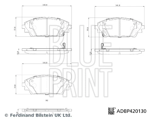 B4Y03328ZA Nissan/Infiniti Sapatas do freio dianteiras de disco