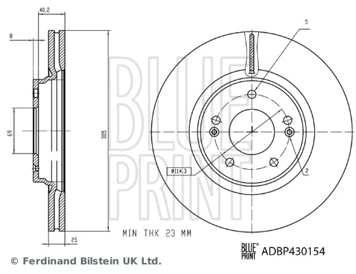 Disco do freio dianteiro Hyundai Sonata VIII DN8