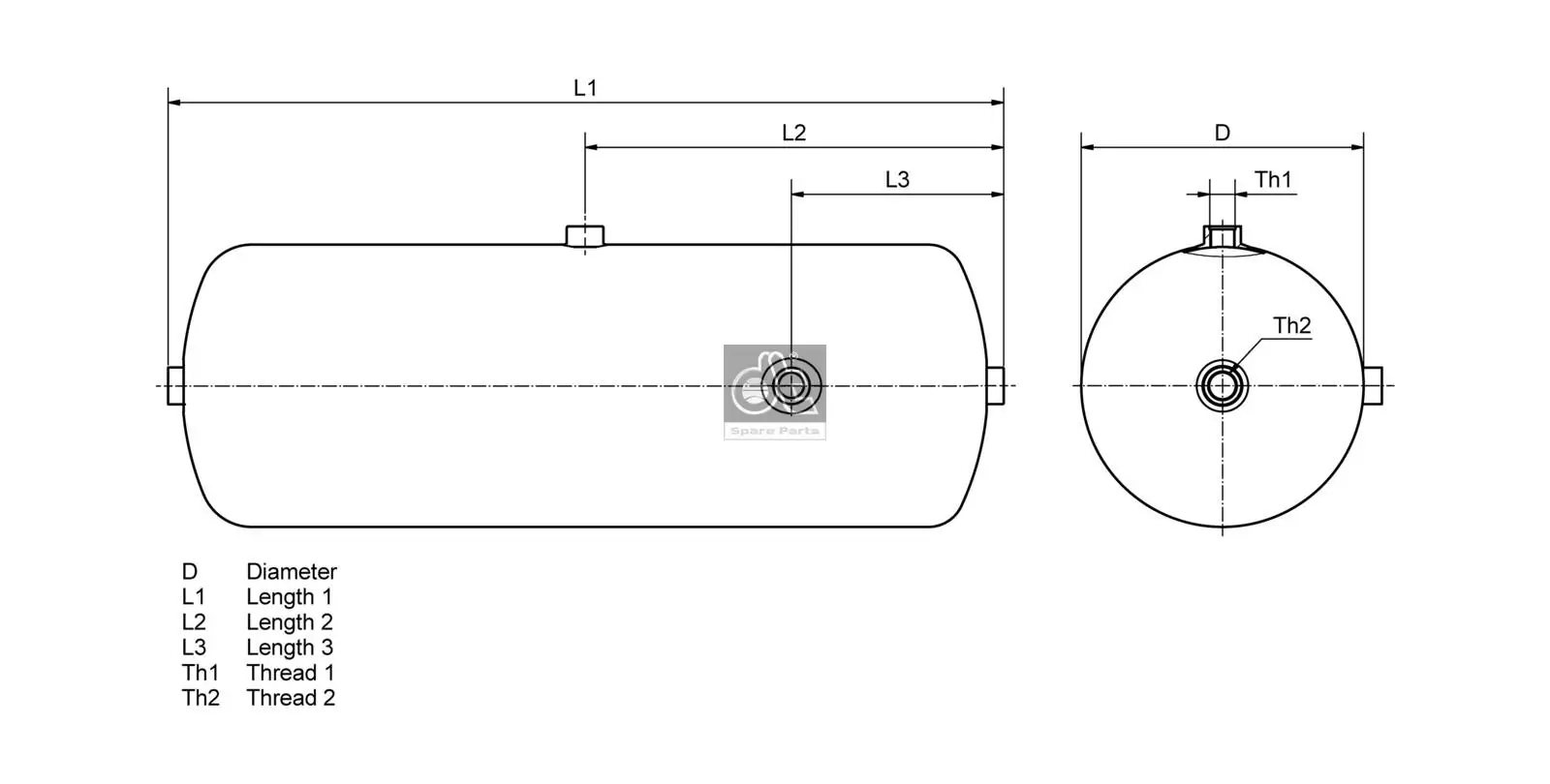 1733544 DAF Tanque de recepção do sistema pneumático