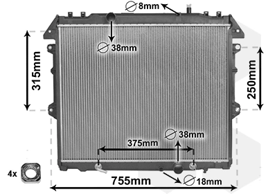 53002496 VAN Wezel Radiador de esfriamento de motor