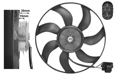 Ventilador elétrico de esfriamento montado (motor + roda de aletas) 13427160 Peugeot/Citroen