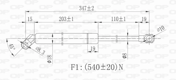 GSR619000 Open Parts Amortecedor de tampa de porta-malas (de 3ª/5ª porta traseira)