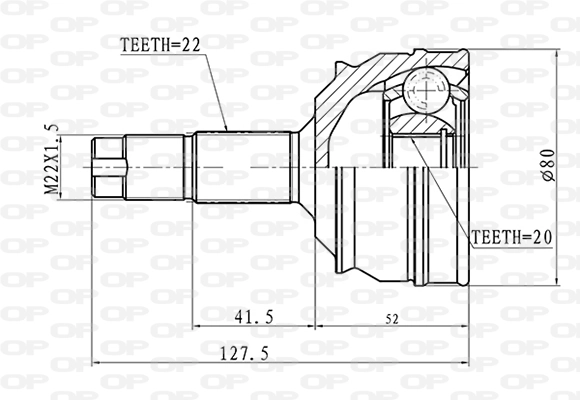 Junta homocinética externa dianteira para Fiat Punto 176
