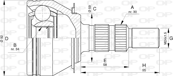 Junta homocinética externa dianteira General Motors 93745993 preço, a partir de 46,63 USD