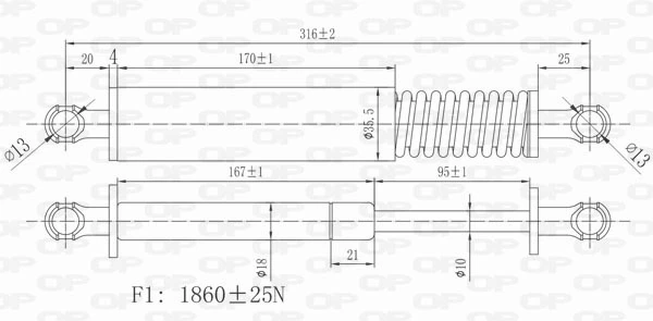  Amortecedor de tampa de porta-malas (de 3ª/5ª porta traseira) Volkswagen Touareg I SUV (7LA, 7L6, 7L7) (2002 - 2010) I