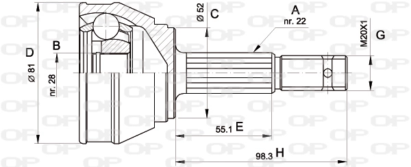 Junta homocinética externa dianteira 3068K GLO
