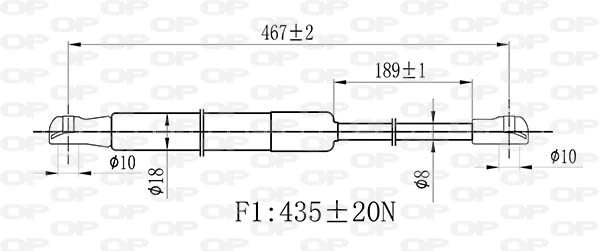 Amortecedor de tampa de porta-malas (de 3ª/5ª porta traseira) Peugeot 208 CA, CC