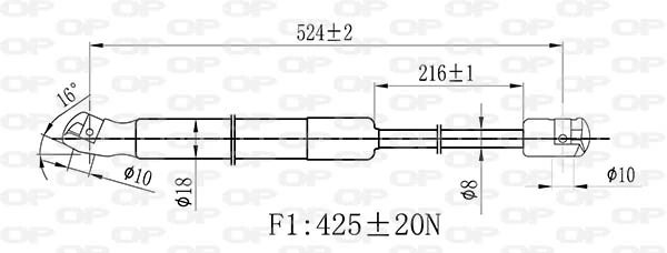 GSR648300 Open Parts Amortecedor de tampa de porta-malas (de 3ª/5ª porta traseira)