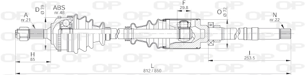 Semieixo (acionador) dianteiro direito Peugeot/Citroen 000032737Q preço, a partir de 126,47 USD