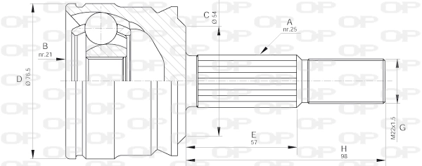 Junta homocinética externa dianteira Mitsubishi Colt 7 Z3